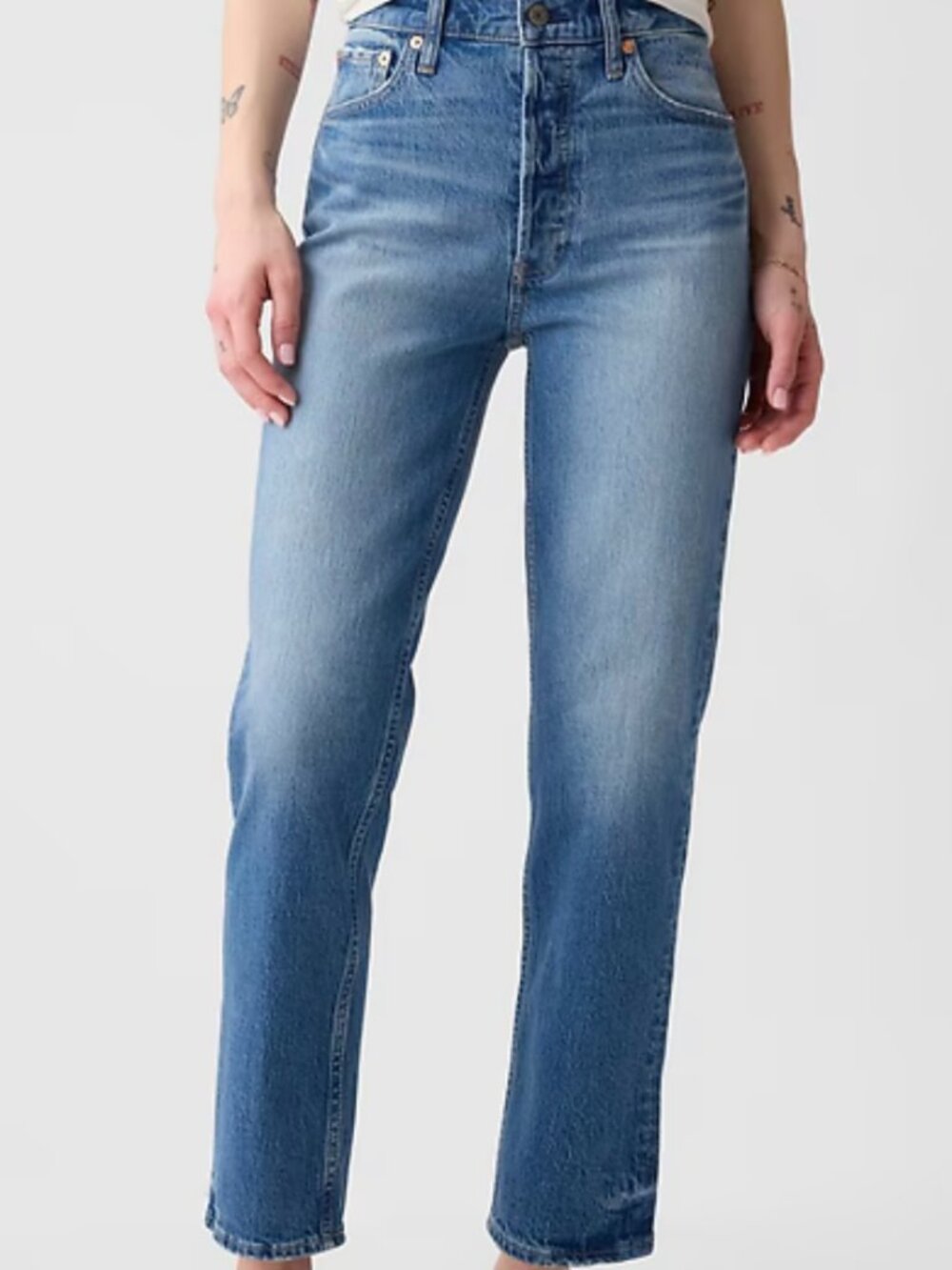 Gap Cheeky Straight Jeans High Rise Medium Wash Button Fly Women’s 27